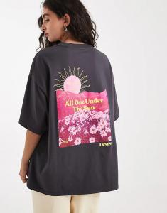 Футболка Levi's oversize с принтом «солнце на спине», черная