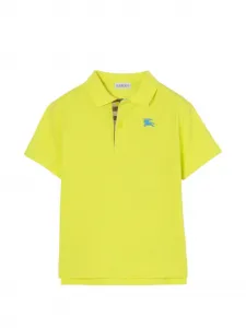 Поло из хлопкового пике BURBERRY KIDS, зеленый