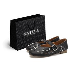 SAFIYA Туфли Мэри Джейн женские, черно-бежевые