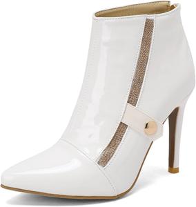 Женские ботильоны с остроконечным носком на шпильке Renessmi, White 4