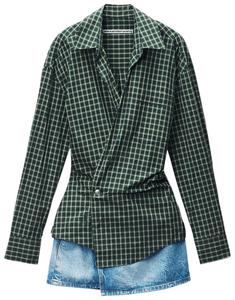 Мини-платье-халат Alexander Wang в предварительно подобранном стиле, зелено-синего цвета