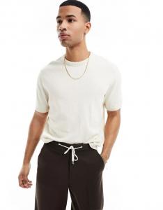 Футболка свободного кроя ASOS из фактурного трикотажа каменно-бежевого цвета