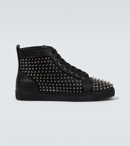 Кожаные кроссовки Louis Spikes Christian Louboutin, Black/Silver