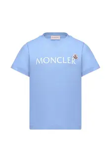 Хлопковая футболка с логотипом Moncler Enfant, синий