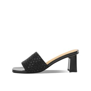 BOERDIQI Женские шлепанцы на резиновой подошве с устойчивостью к истиранию черные (стелька из овчины), цвет Black (Sheepskin Insole)