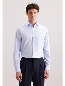 Рубашка из комфортной фланели средне-синего цвета Seidensticker