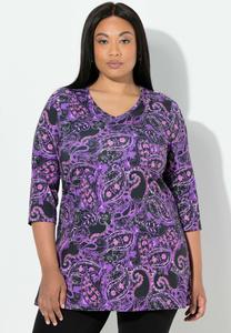 Топ Ulla Popken PAISLEY A-LINIE V-AUSSCHNITT 3/4, Black