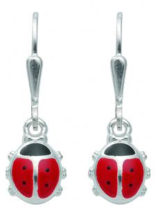 Adeliás Серьги-подвески в виде божьих коровок из серебра 925 пробы