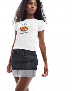 Юбка из денима Daisy Street с отворотом и потертостями цвета индиго