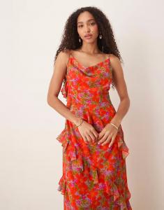 Платье миди Anaya с тропическим принтом и воротником-хомут, многоцветное