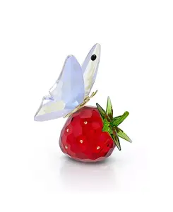Идиллия, фигурка бабочки и клубники Swarovski, red