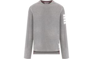 Футболка с четырьмя полосами на манжетах THOM BROWNE, серая