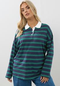 Поло Yours Clothing CURVE RUGBY COLLAR , Navy/Light Green