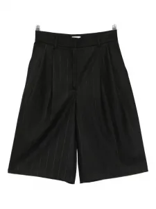 Плиссированные шорты в тонкую полоску Xiana THE ANDAMANE, черный