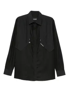 Рубашка с контрастными вставками LES HOMMES, черный