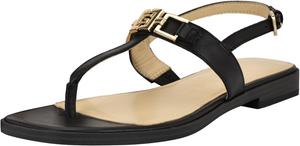 Guess Women's Reality Flat Sandal, Black Leather 001