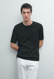 Футболка Massimo Dutti CREW NECK WITH RIBBED TRIMS, Black