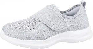 Кроссовки ортопедические сетчатые с круглым носком, поддержкой свода стопы и застежкой-липучкой, Generic, светло-серый