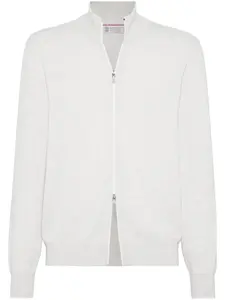 Кашемировое пальто с воротником-воронкой Brunello Cucinelli, белый