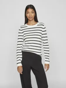 Свитер Vila с круглым вырезом "VIDALO O-NECK L/S STRIPE KNIT TOP- NOOS", цвет White Alyssum Stripes:Black