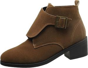 Женские ботильоны Unifizz с пряжкой, из искусственной замши, повседневные, с круглым носком, массивным низким каблуком, Brown