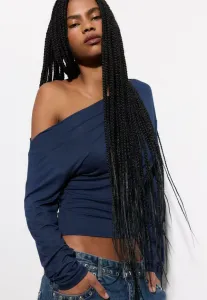 Асимметричный топ с длинными рукавами Stradivarius, Dark Blue