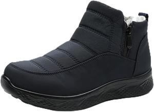 Женские теплые зимние ботинки, водонепроницаемые, с утеплителем, широкой посадкой, противоскользящие, с мягкой комфортной подкладкой, низкий каблук, модные для женщин Generic, Blue