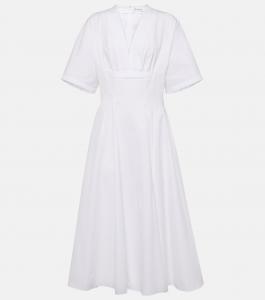 Платье миди из хлопкового поплина Alaïa, белый