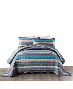 Комплект из 3 стеганых покрывал в богемном стиле в стиле бохо B011 — King MarCielo, синий