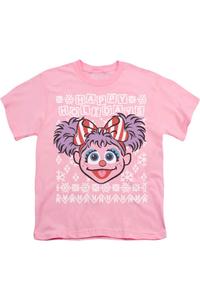 Футболка с коротким рукавом для детей "Гадкий рождественский свитер" Sesame Street Abby Cadabby Gildan, розовый