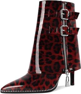 Женские ботильоны Eldof, высокая шпилька, заостренный носок, украшены бусинами, осенние короткие ботинки с отворотом, ремешок с пряжкой, боковая молния, каблук 3,5 дюйма