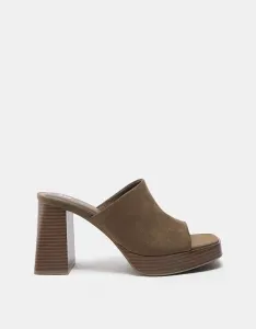 Туфли-мюли на платформе Pull&Bear цвета хаки