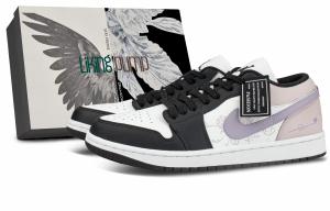 Jordan Баскетбольные кроссовки Air 1 Shock Absorbers Low Top Vintage унисекс, черные, фиолетовые