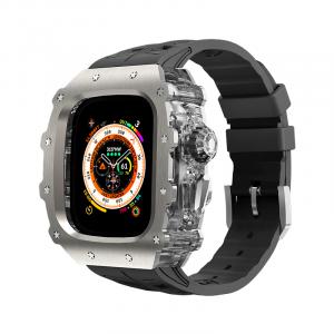 Ремешок Apple совместимость Фторэластомерный материал 228,1–273 мм HUALIMEI Прозрачный средний каркас + оригинальный белый с золотой пряжкой