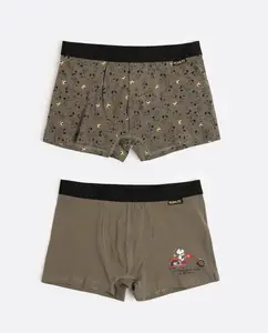 Набор из двух мужских трикотажных боксеров цвета хаки Peanuts, многоцветный