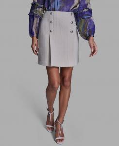 Женская плиссированная мини-юбка с пуговицами BCBG, Ivory