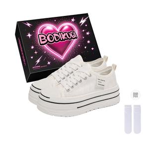 Низкие кроссовки для скейтбординга, женская коробка Boldi Kuki, Ecru+Box+Socks