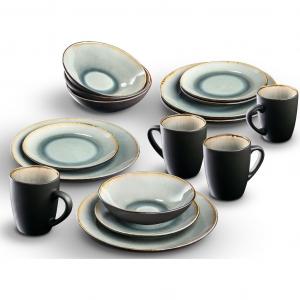 Мой домашний сервис Kombiservice Liane комплект посуды в модной натуральной отделке My Home, серый