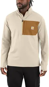 Carhartt мужская футболка Force Relaxed Fit с полузастежкой-молнией и воротником-стойкой, Oat Milk