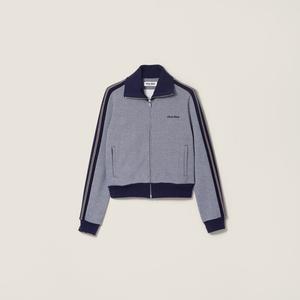 Джемпер на молнии из джерси MIU MIU, темно-синий