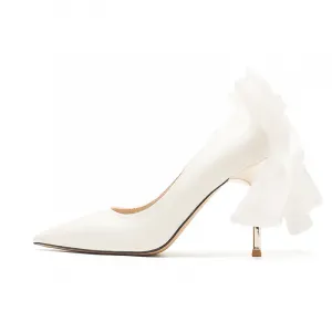 QITUMAUL Белые женские туфли на тонком каблуке [Высота каблука 9,5 см], цвет White[Heel Height 9.5cm]