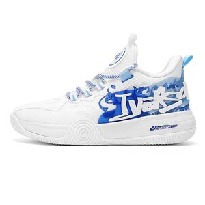 IVERSON Баскетбольные кроссовки Campaign 1, белые, электрически-синие, с амортизацией, противоскользящие, износостойкие, с низким верхом, унисекс