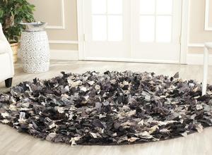 SAFAVIEH Rio Shag Collection круглый ковер 122 x 122 см серый/мульти SG951D ручной работы декоративный