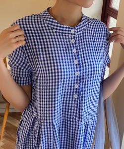 Aimoha -select-/Клетчатое объемное платье с коротким рукавом Aimoha - Select -, цвет Blue