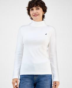 Женская хлопковая водолазка с длинными рукавами, только онлайн Nautica Jeans, Bright White