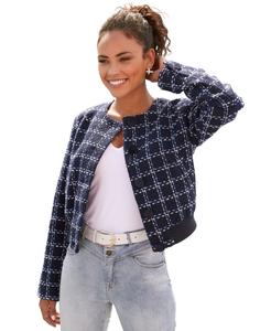Женский твидовый жакет с круглым вырезом LASCANA, Blue plaid