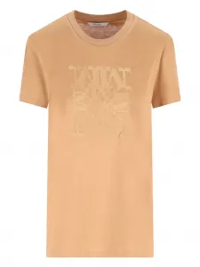 Футболка с вышитым логотипом Max Mara, коричневый