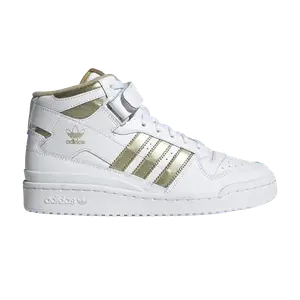 Кроссовки Adidas Wmns Forum Mid высокие с логотипом, белый/золотой
