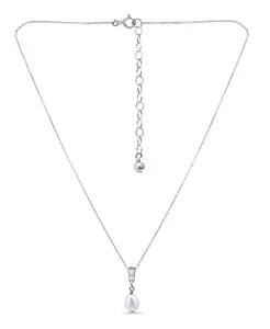 Ожерелье с подвеской из белого культивированного жемчуга и кубического циркония Macy'S, silver
