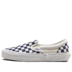 Кроссовки og classic slip-on lx 'navy checkerboard' Vans, черный